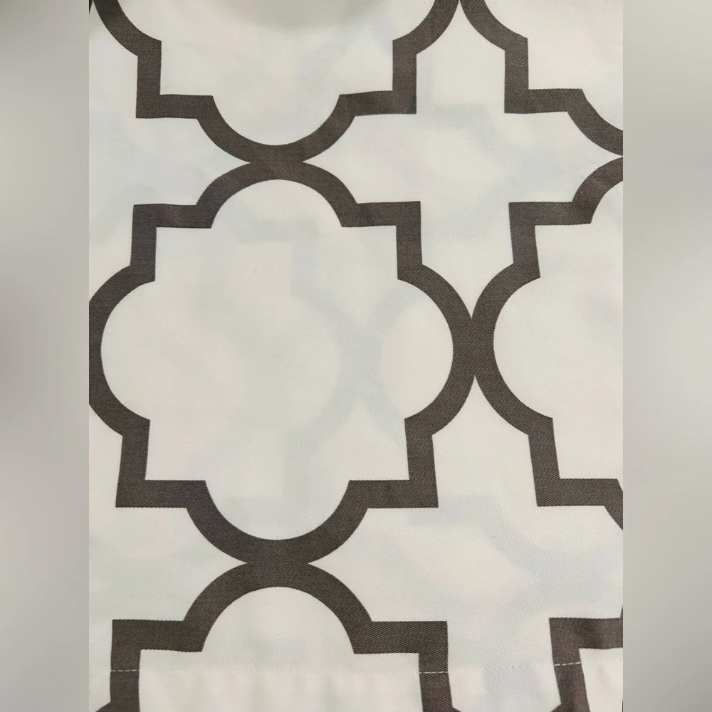 White and Gray Geometric Shower Curtain 70” wide x 72” long